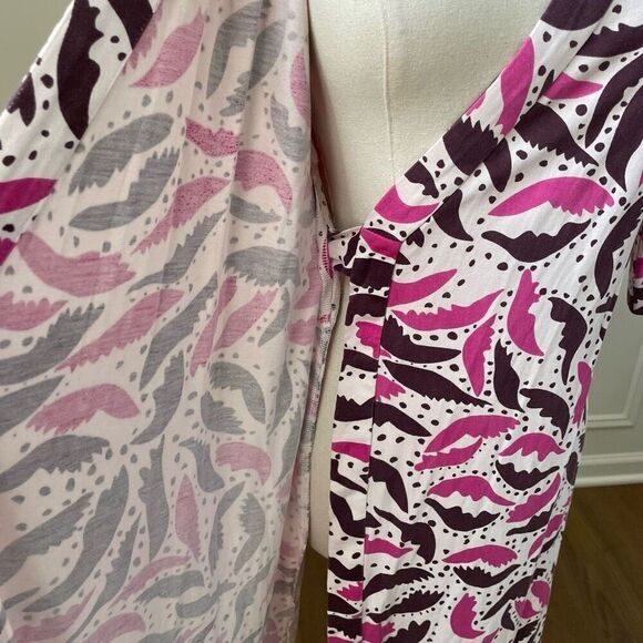 Diane Von Furstenberg Wrap Dress Feathered Leaves Pink Brown Silk 2 - Picture 4 of 8